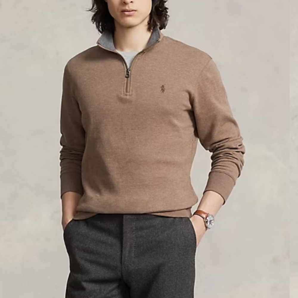 Ralph Lauren Brown Quarter-Zip Sweater